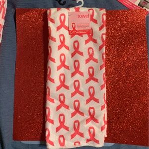 Pink Ribbon Pattern Towel Brand With Tags Cancer Awareness